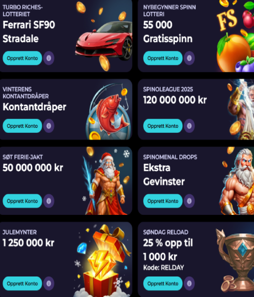 Banner med bonuser tilgjengelig når du registrerer deg hos HighFly Casino